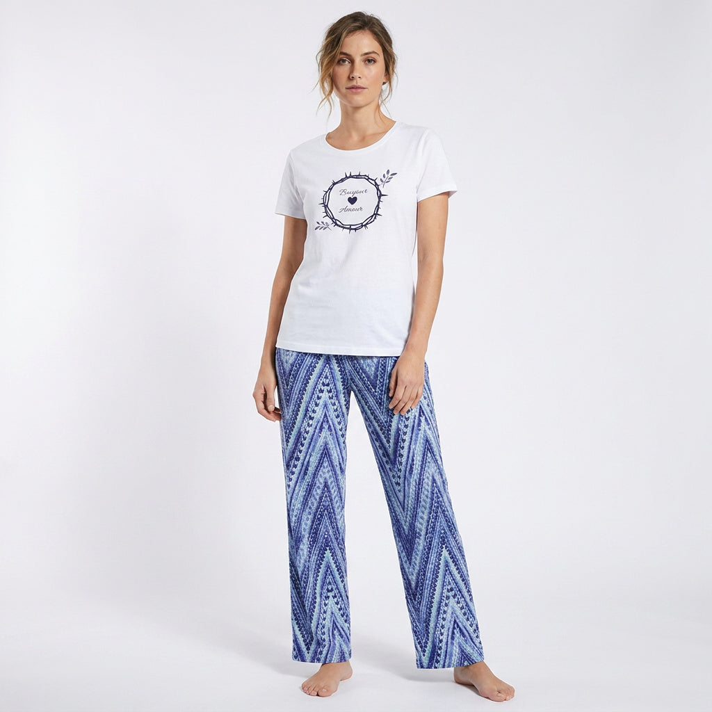 Belleza Crew Neck C/Jersey Pajama Set 0103-Multi Belleza Lingerie