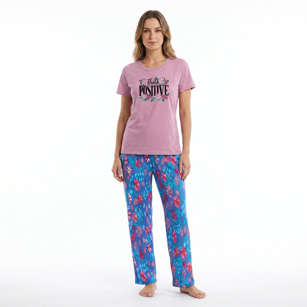 Crew Neck C/Jersey Pajama Set 0110-Multi Belleza Lingerie