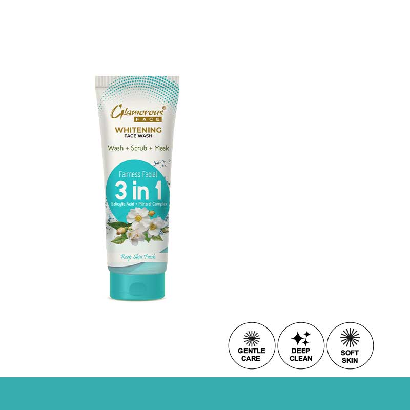 Glamorous Face Wash + Scrub +Mask Whitening 3 in 1 Face Wash 100gm