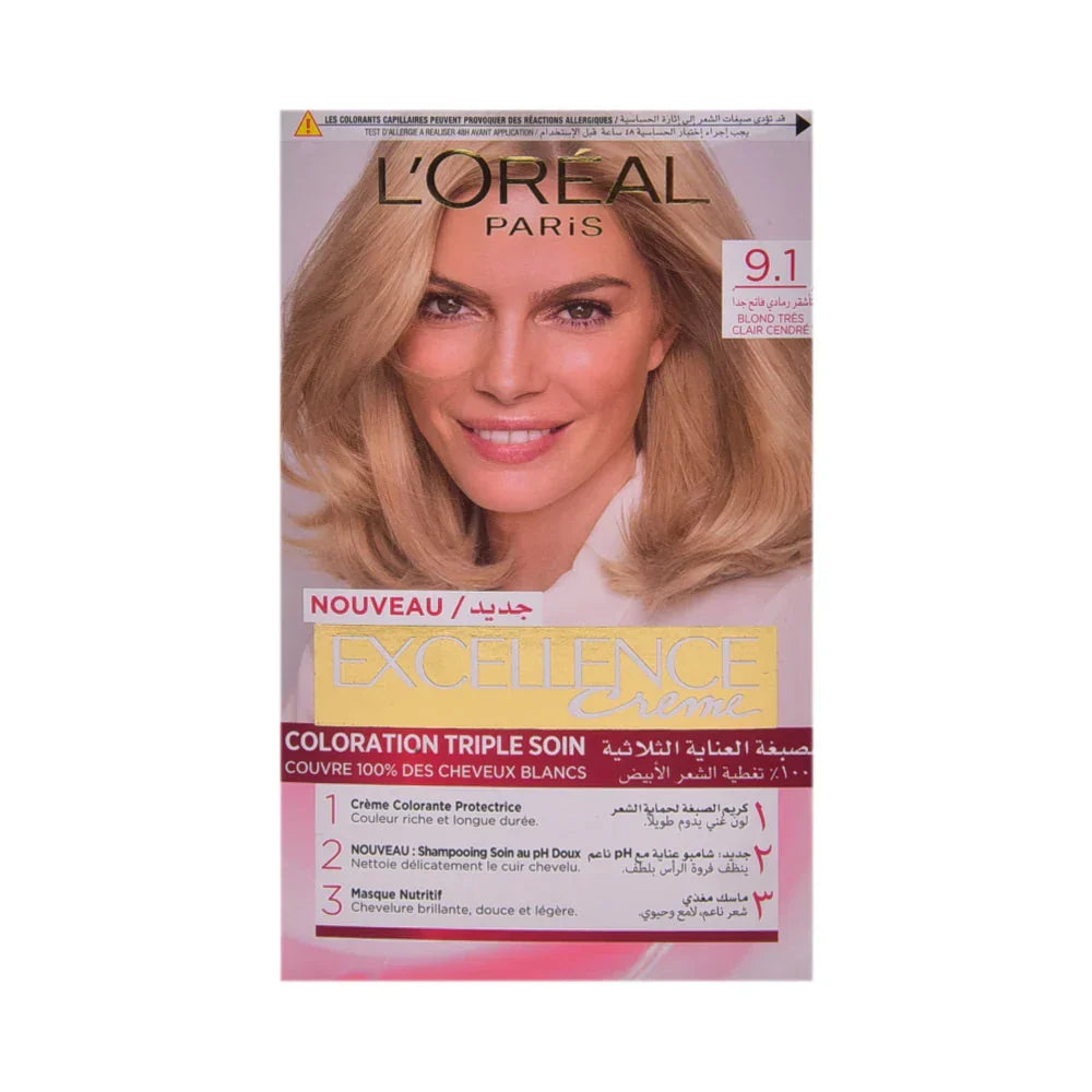LOREAL EXCELLENCE CREME 9.1 VERY LIGHT ASH BLONDE PC Loreal