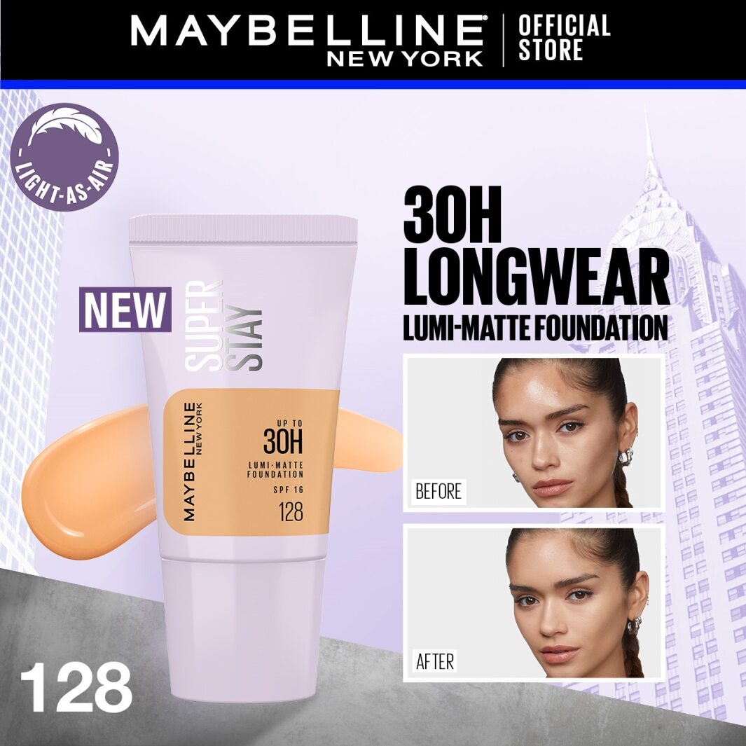 Maybelline New York - Superstay Lumi Matte Liquid Foundation With Spf-16, 30H Weightless Longwear, 18Ml, (Shade 128) Maybelline Â