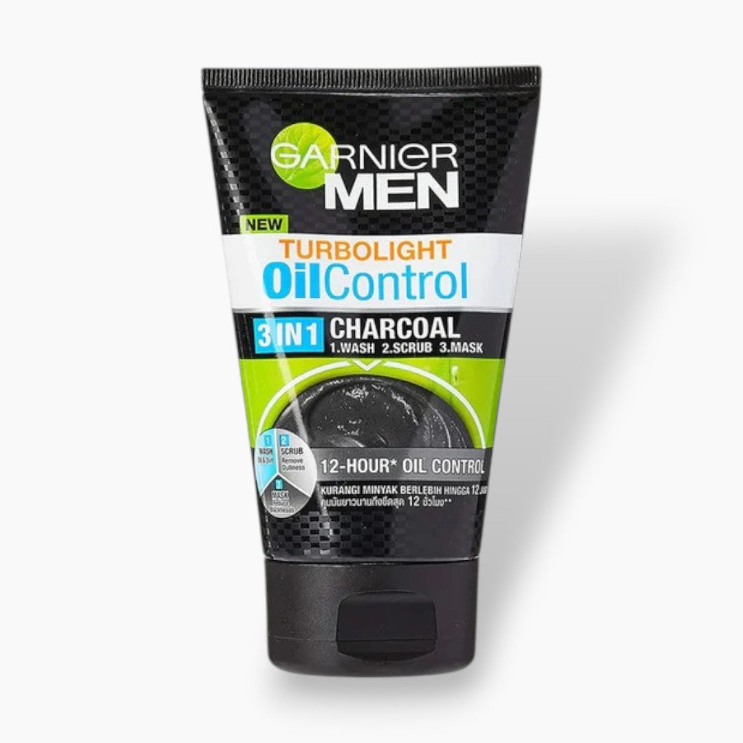 Garnier Men TurboLight Oil Control Charcoal Cooling Face Wash 100ml Garnier