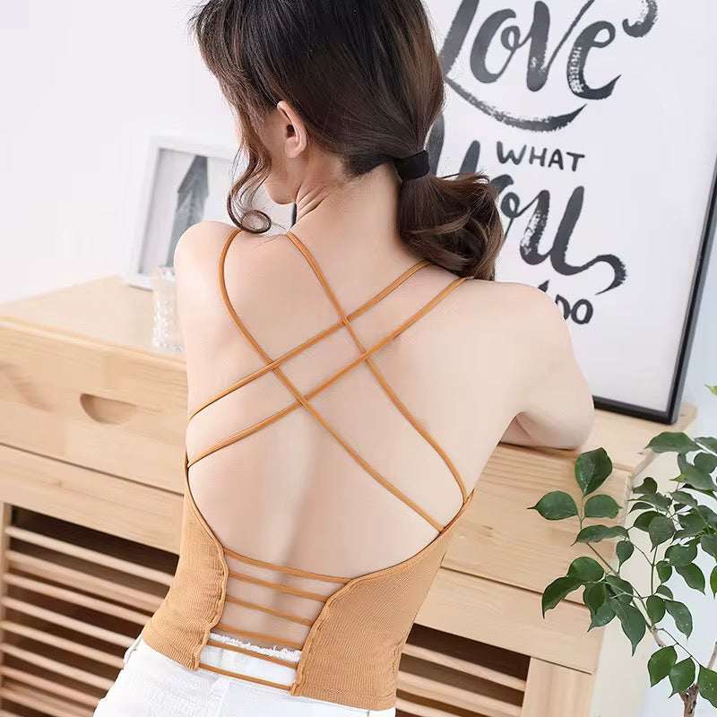 Intimate Strappy Back Camisole Crop Top – Padded Tank for Women