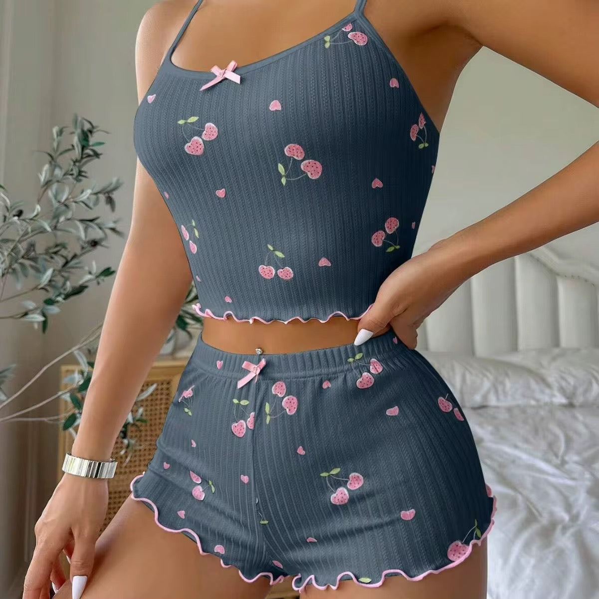 Intimate Lingerie Floral Shorts Nighty & Camisole Crop Top Loungewear