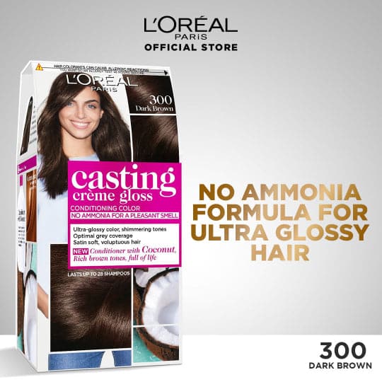 LOreal Paris Casting Creme Gloss - 300 Dark Brown Hair Color Loreal