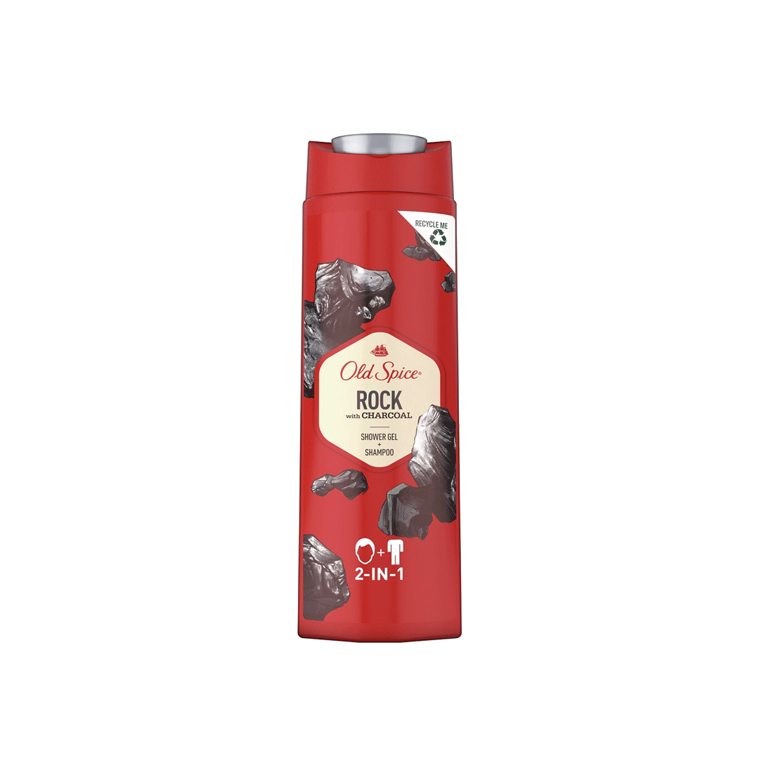 Old Spice 2 In 1 Rock With Charcoal Shower Gel 400ml Old Spice