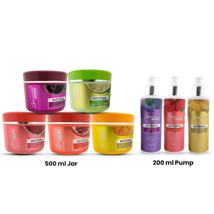 Glamorous Face Complete Facial Kit Jar + Pump.