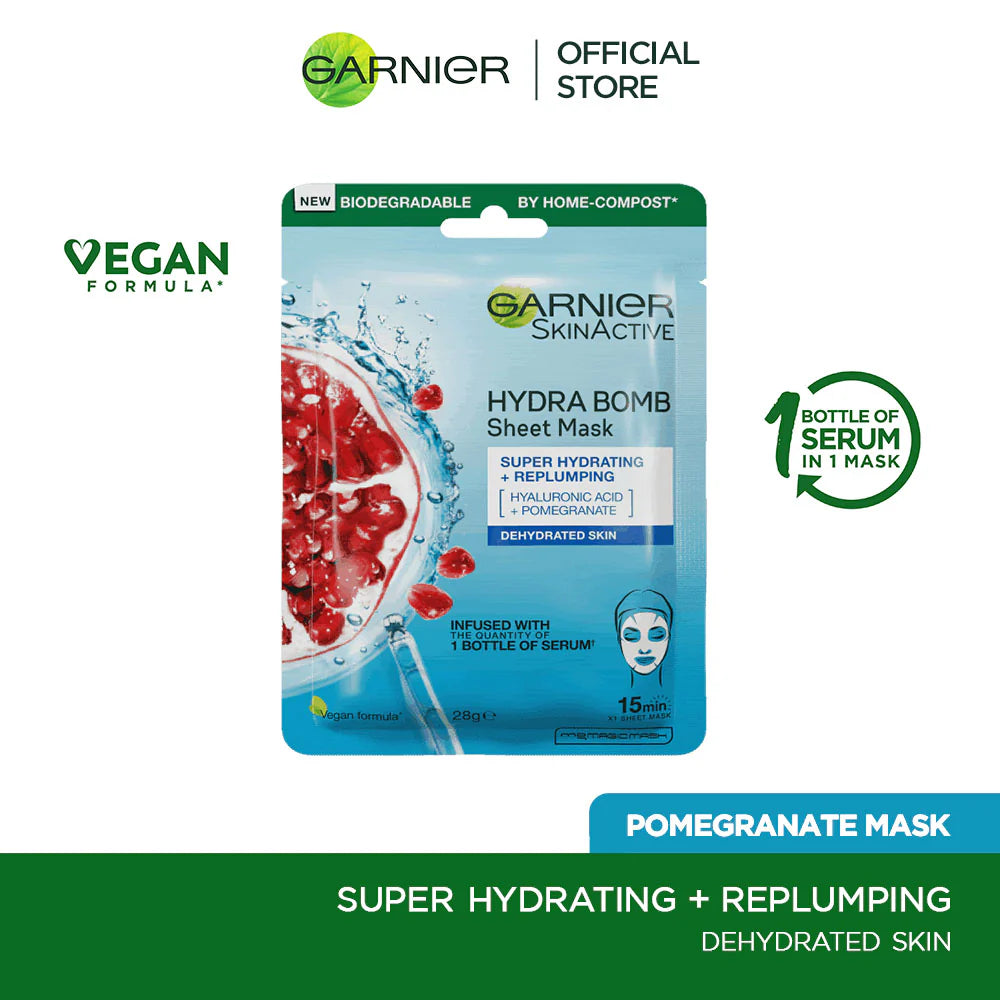 Garnier - Skin Active Hydra Bomb Pomegranate Tissue Face Mask - Hydrating and Replenishing 28g