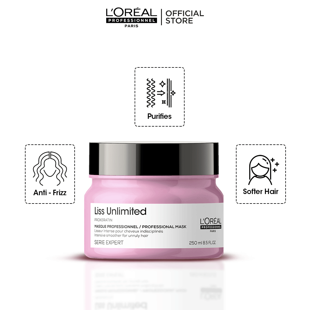 L'Oreal Professionnel Serie Expert Liss Unlimited Mask 250ml - For Frizzy & Unruly Hair