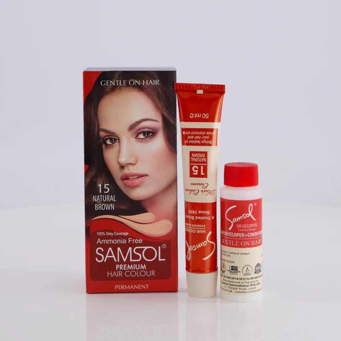 Samsol Hair Colour - 15 Natural Brown - Non Metallic Dye