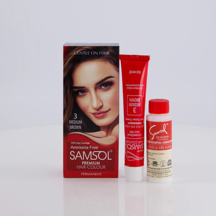 Samsol Hair Colour - 3 Medium Brown - Non Metallic Dye