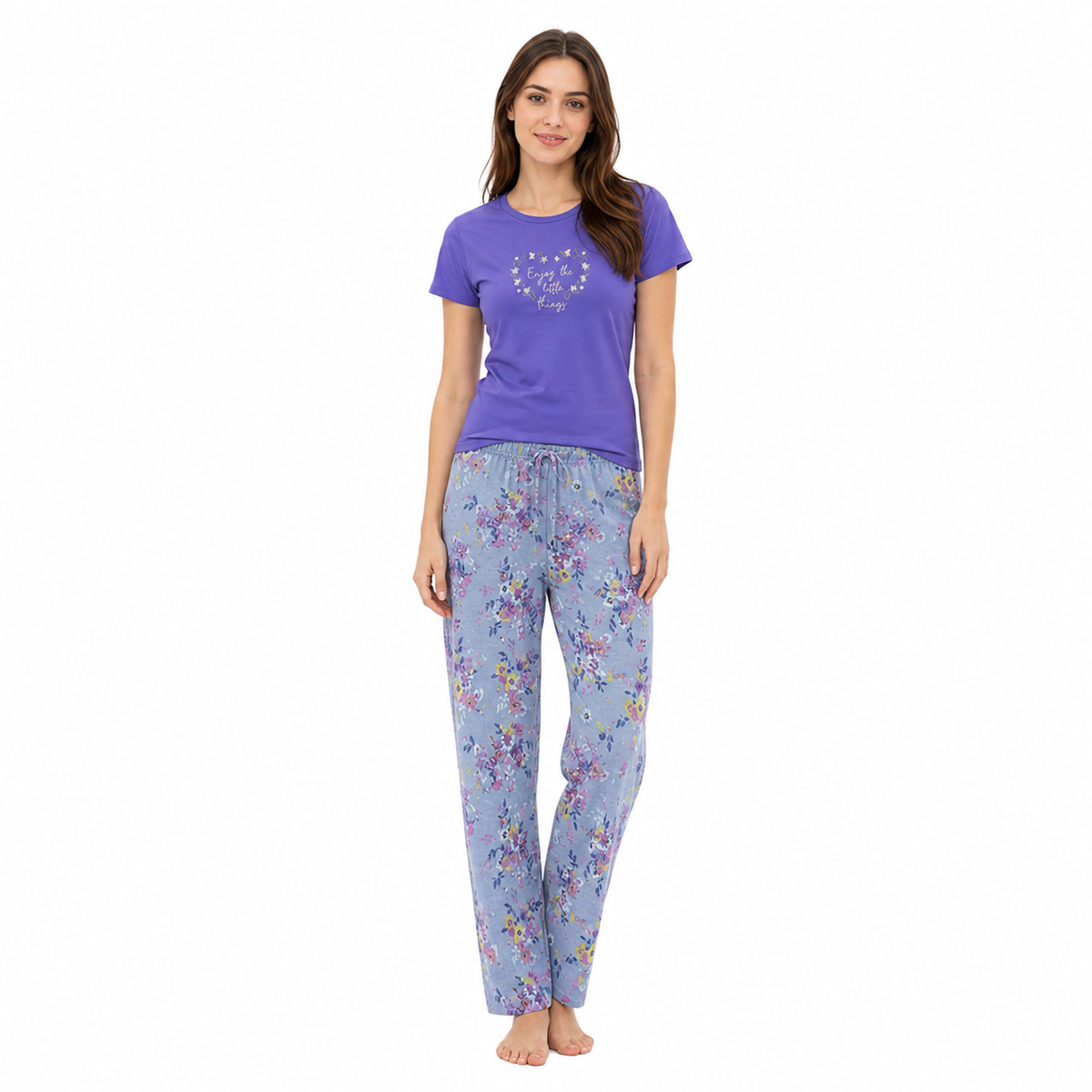Crew Neck C/Jersey Pajama Set  0098-Multi Belleza Lingerie  
