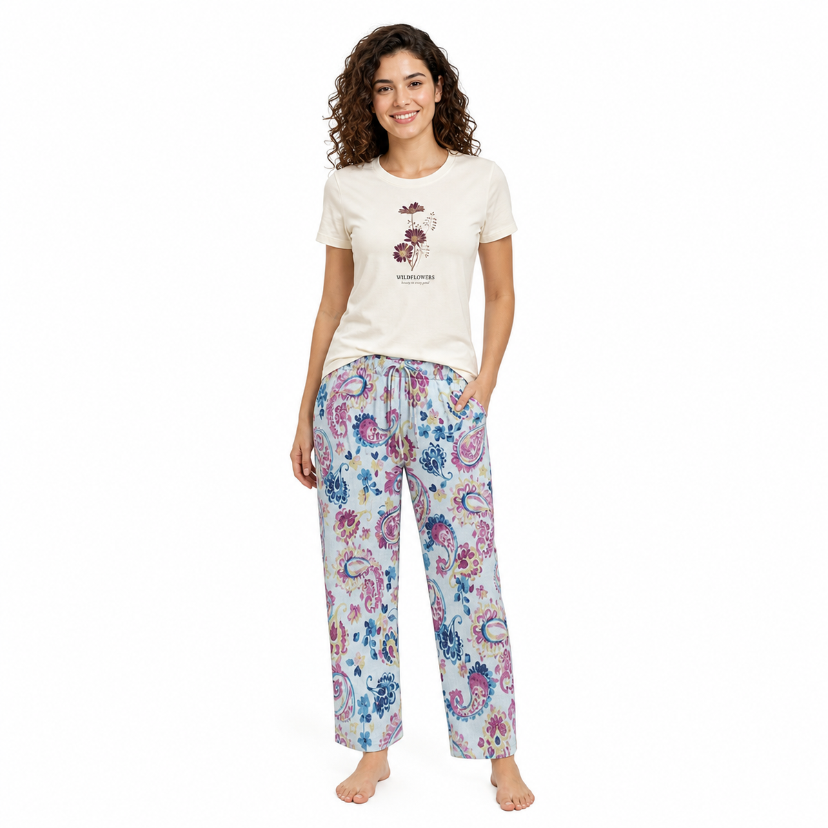 Crew Neck C/Jersey Pajama Set  0099-Multi Belleza Lingerie  