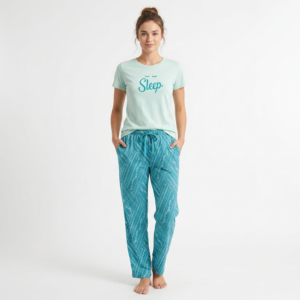 Belleza Crew Neck C/Jersey Pajama Set  0104-Multi Belleza Lingerie  
