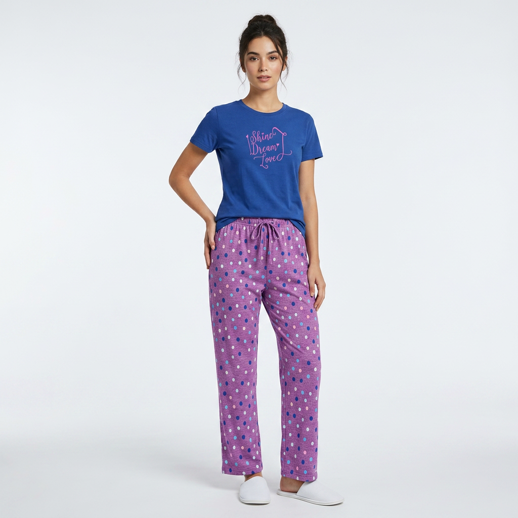 Crew Neck C/Jersey Pajama Set  0105-Multi Belleza Lingerie  