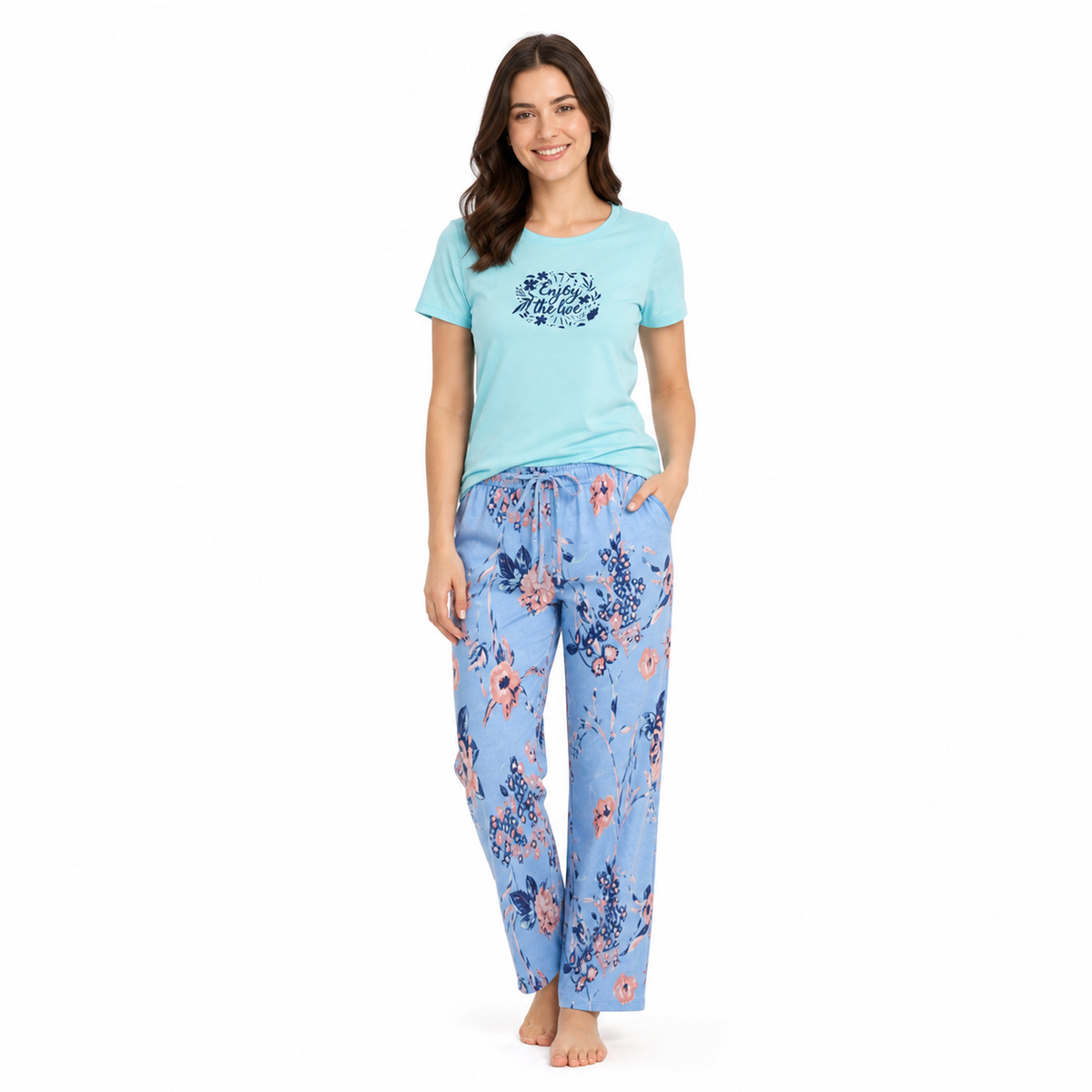 Belleza Crew Neck C/Jersey Pajama Set  0106-Multi Belleza Lingerie  