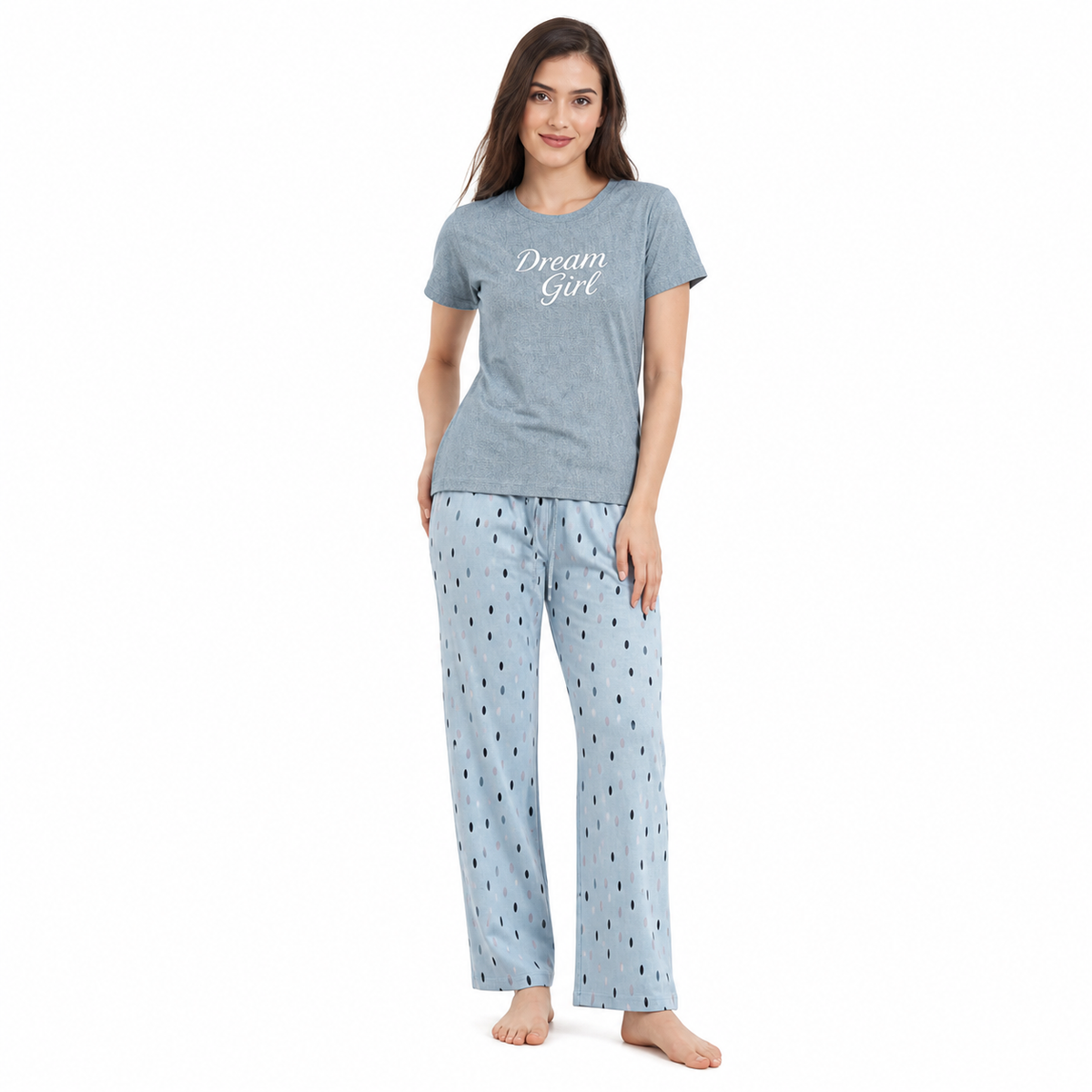 Belleza Crew Neck C/Jersey Pajama Set  0114-Multi Belleza Lingerie  