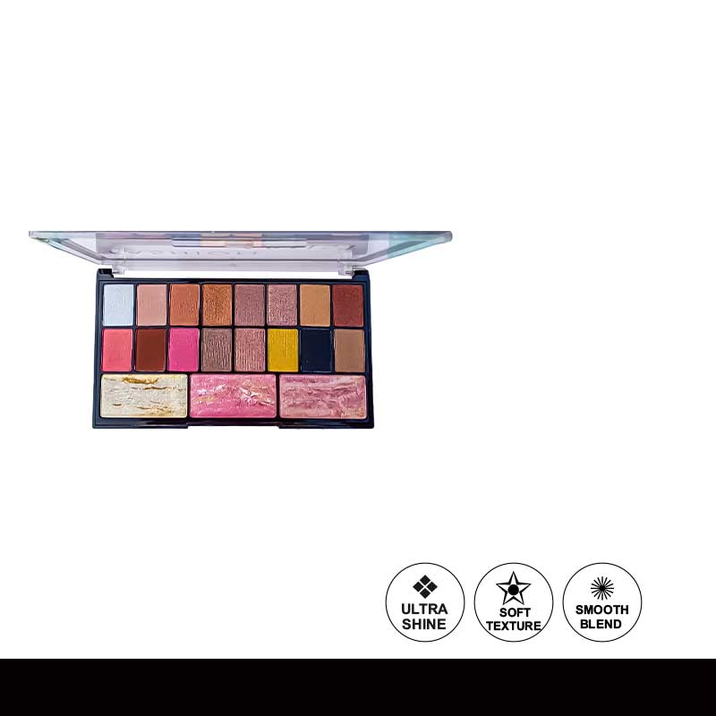 Glamorous Face Eyeshadow Palette  14 Shimmer, 2 Matte, Terracotta Blush, Highlighter 02