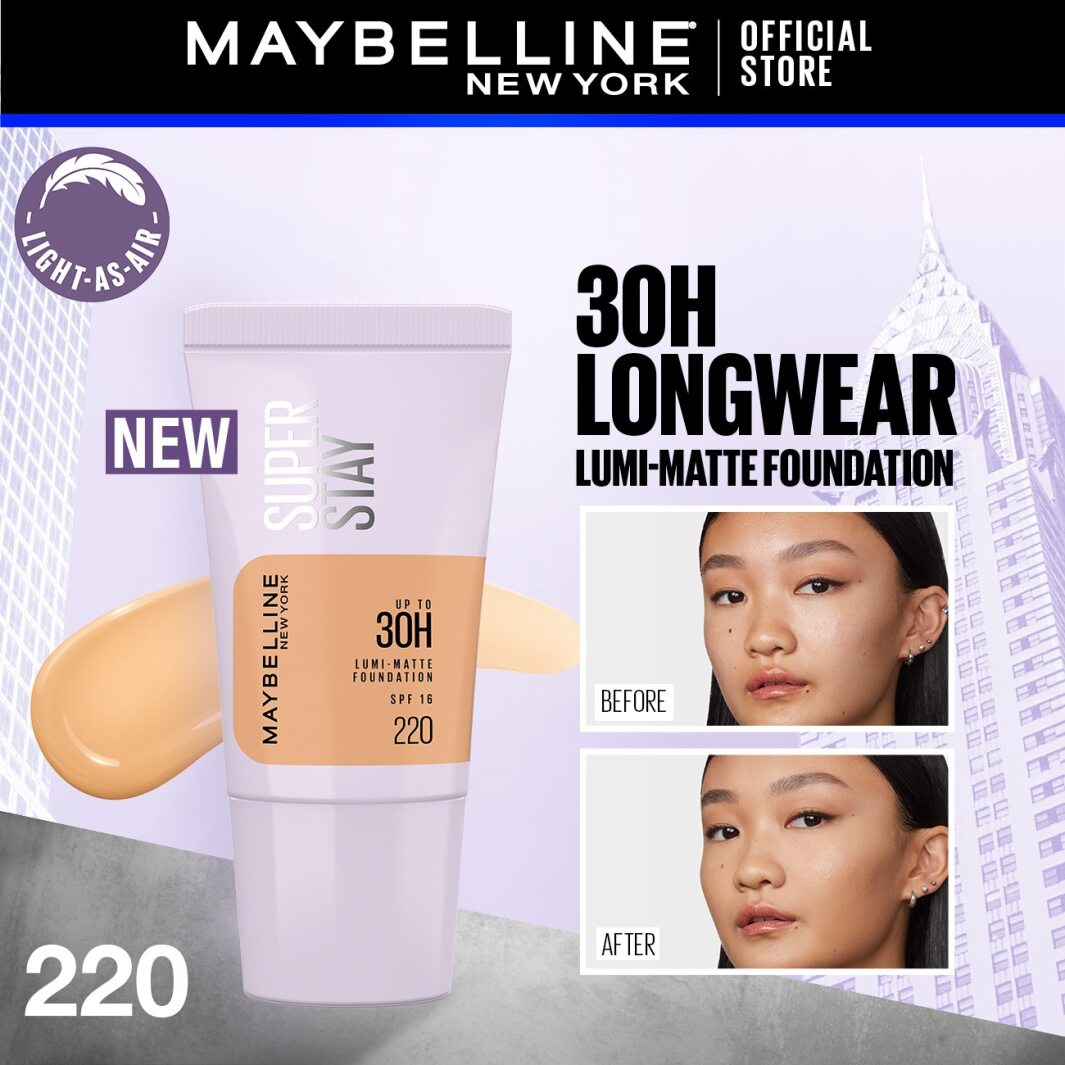 Maybelline New York - Superstay Lumi Matte Liquid Foundation With Spf-16, 30H Weightless Longwear, 18Ml, (Shade 220) Maybelline  