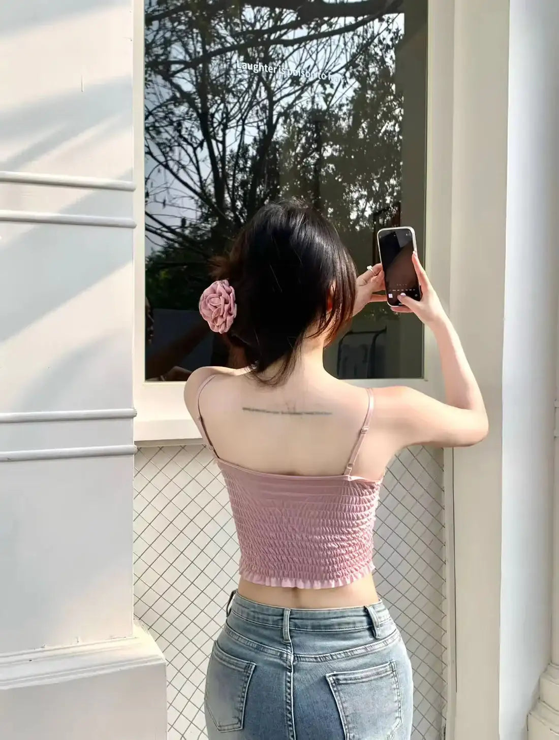 Tank Top Intimate Flower Mesh Crop Top Camisole Bralette