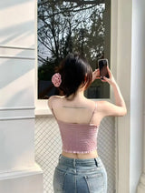 Tank Top Intimate Flower Mesh Crop Top Camisole Bralette