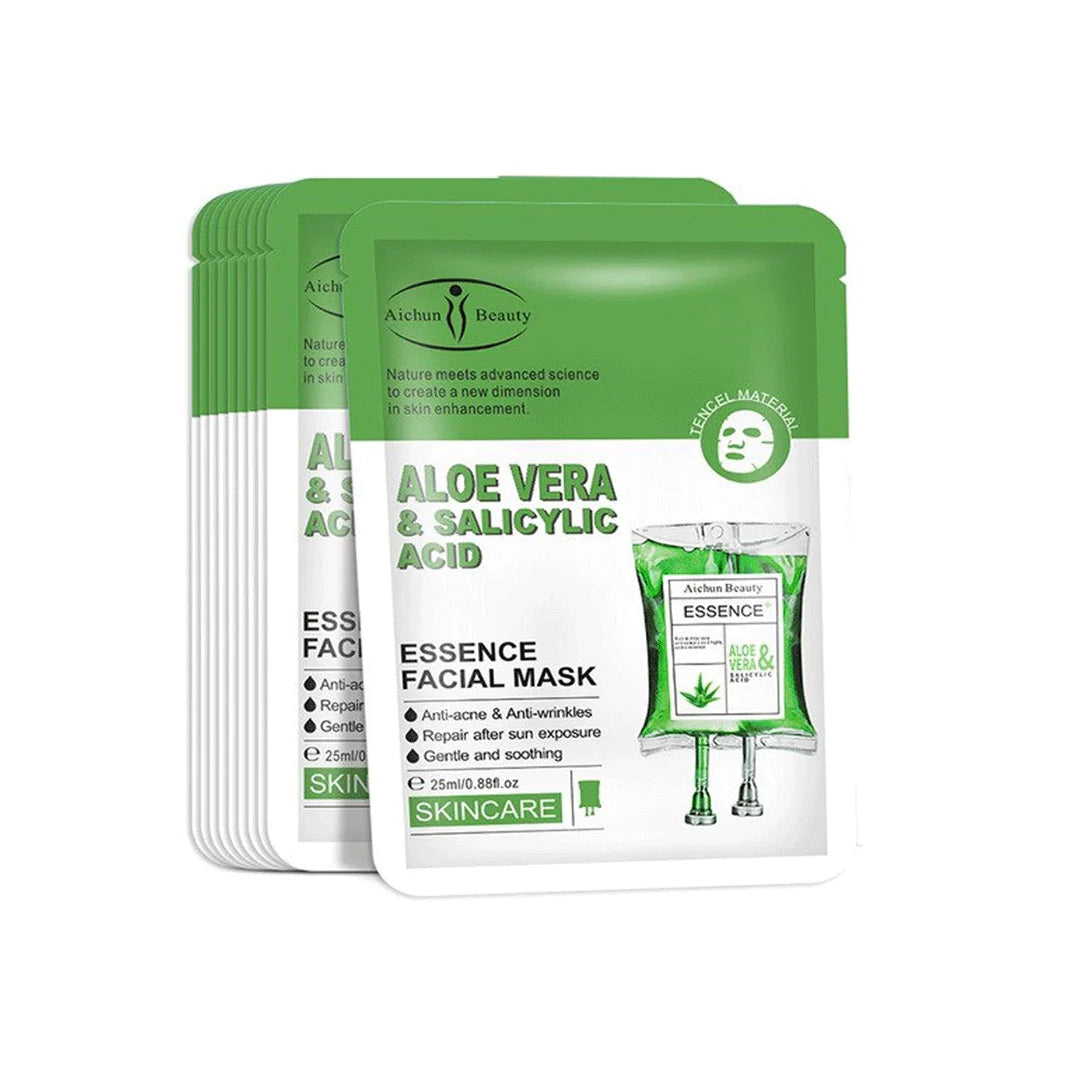 Aichun Beauty Aloe Vera Sheet Mask 25ml (Pack of 10)