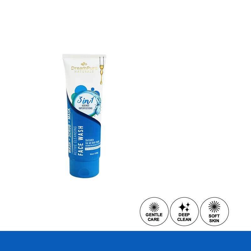 Dream Pure 3 In 1 Active Cleansing Face Wash + Scrub + Mask