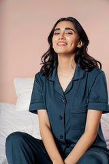 Belleza Lingerie PV Plain With Contrast Piping Pajama Suit - PJS002