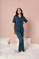 Belleza Lingerie PV Plain With Contrast Piping Pajama Suit - PJS002