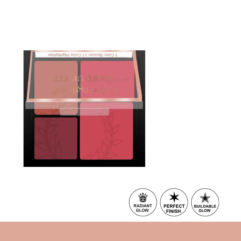 Color Institute 4 Color Blusher  Makeup Kit – Long Lasting Glow