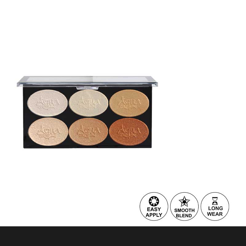 Aqua Color Line 6 Color Highlighter Palette