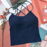 Intimate Strappy Back Camisole Crop Top – Padded Tank for Women