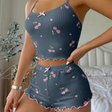 Intimate Lingerie Floral Shorts Nighty & Camisole Crop Top Loungewear