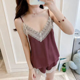 Intimate 3-Piece Satin Nightwear Set with Lace Trim – Camisole, Shorts & Robe
