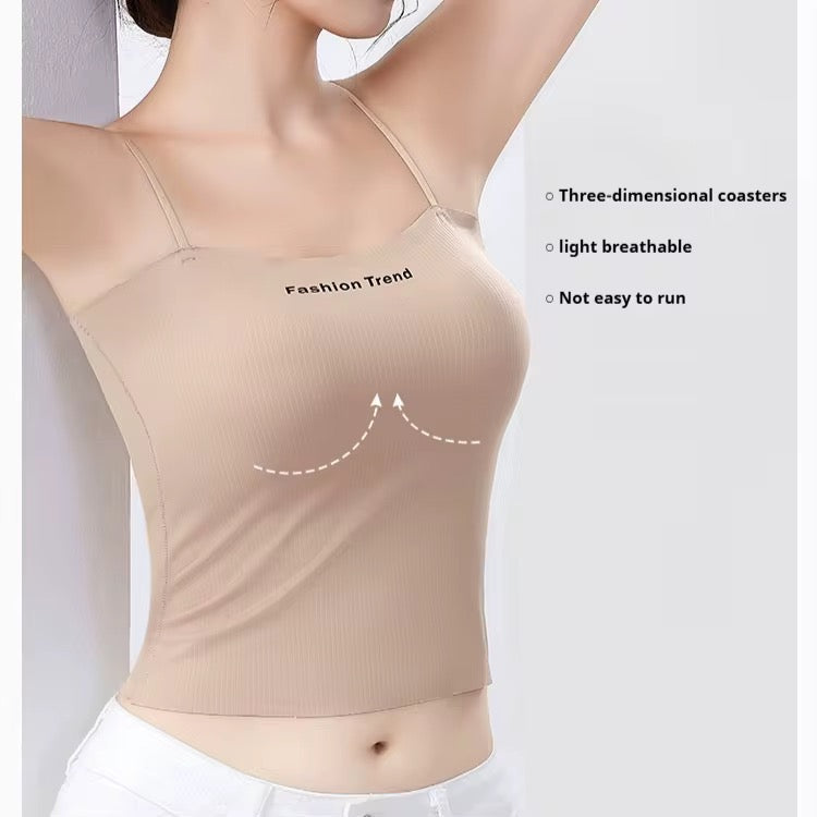 Seamless Support Camisole – Built-in Bra Tank Top with Breathable Fit