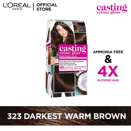 LOreal Paris Casting Creme Gloss - 323 Darkest Warm Brown Hair Color Loreal  