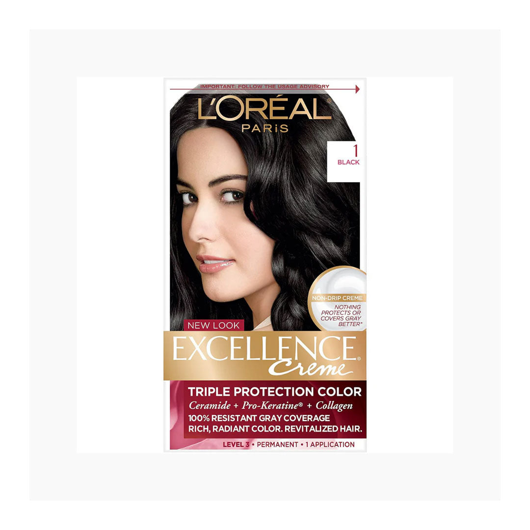 Loreal Excellence Cream Hair Color 192g - 01 Black Loreal  