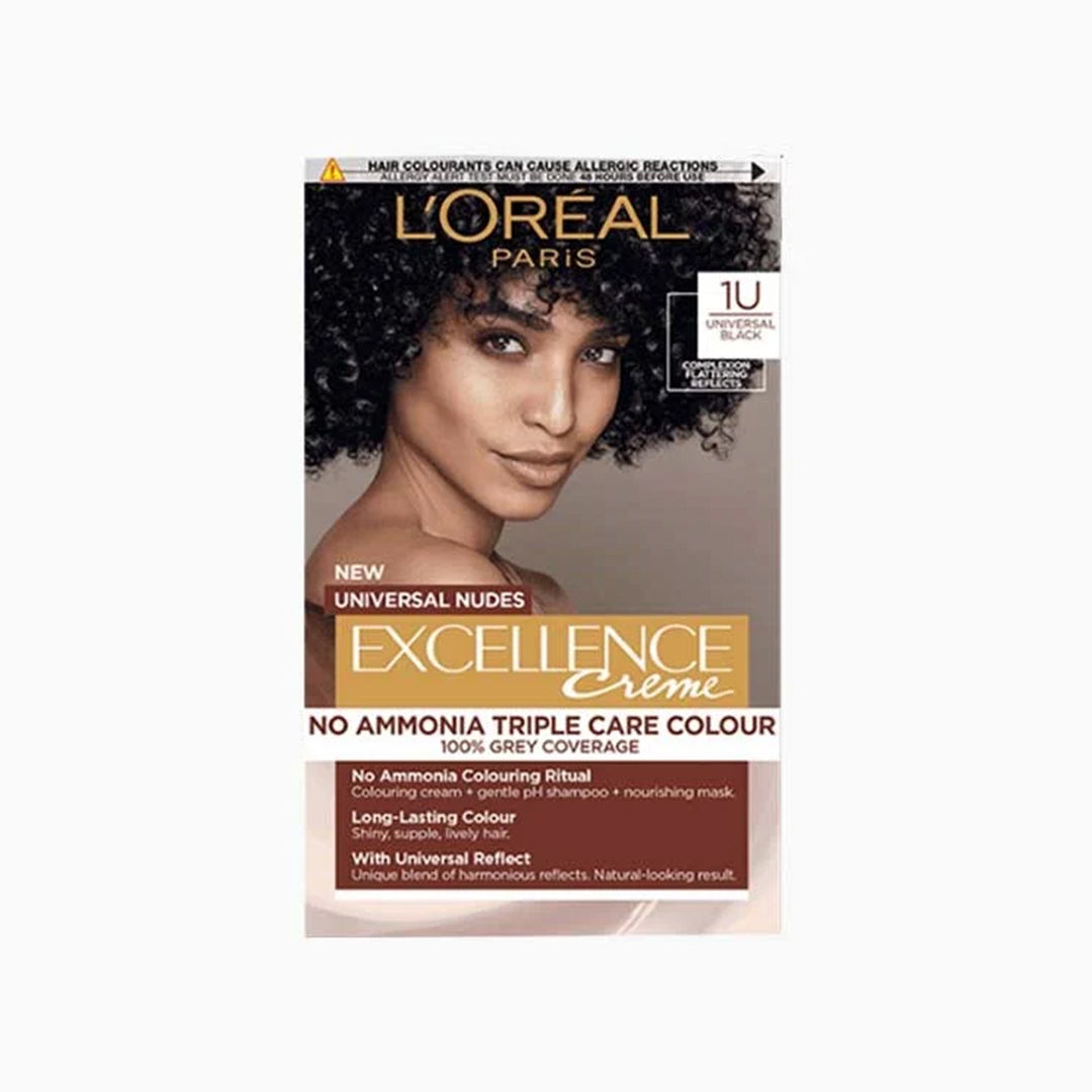Loreal Excellence Crème Tripple Protection - 1U Black Hair Color 48ml