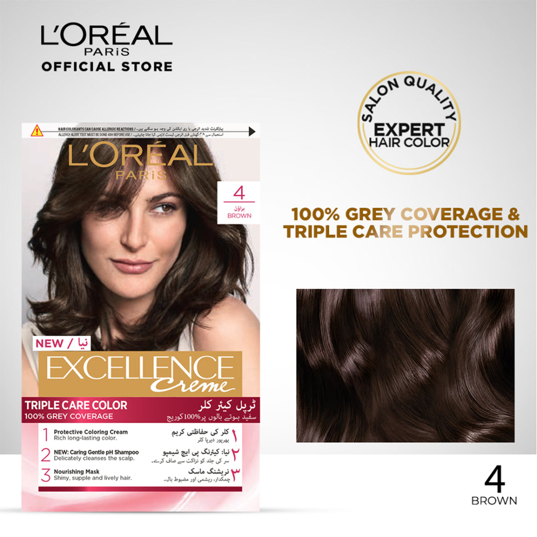 Loreal Excellence Crème Tripple Protection - 4U Dark Brown Hair Color 48ml