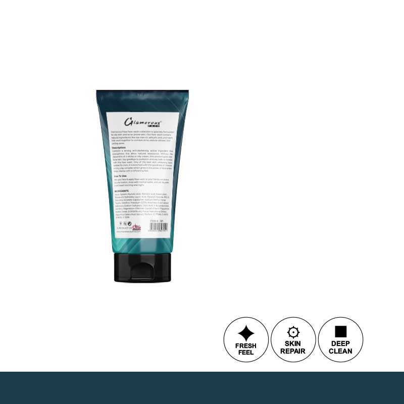 Glamorous Face Men Face Wash Turbo Boost Charcoal 3-in-1