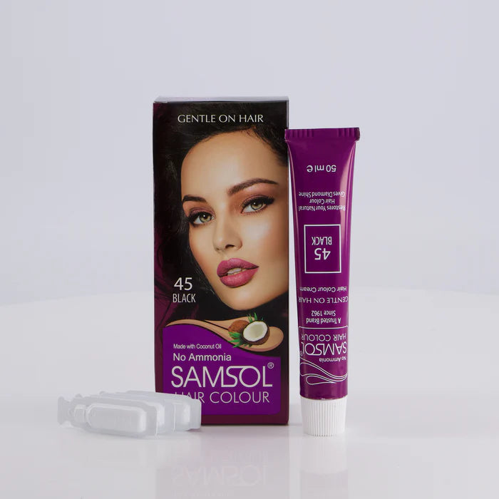 Samsol Hair Colour - 45 Black - Non Metallic Dye