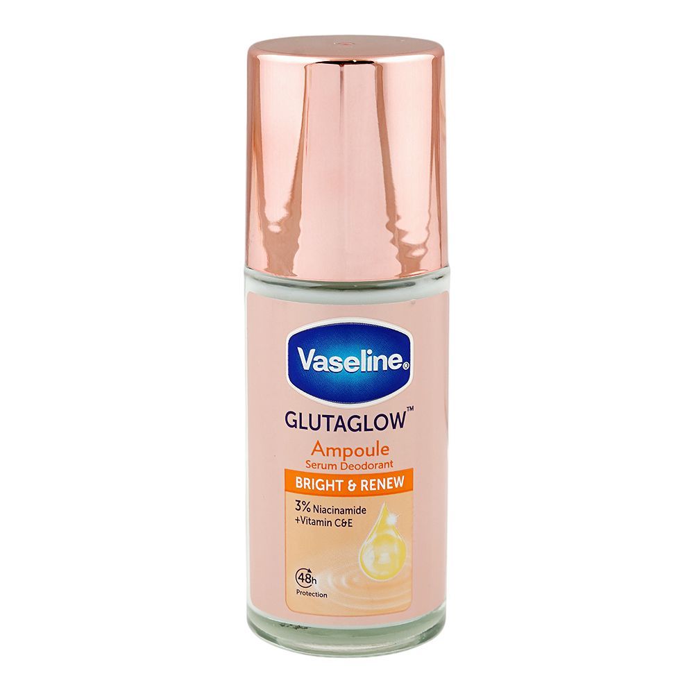 Vaseline Gluta Glow Ampoule Bright & Renew Serum Deodorant Roll On, Niacinamide + Vitamin C & E, 45ml