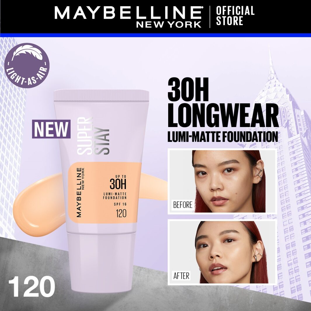 Maybelline New York - Superstay Lumi Matte Liquid Foundation With Spf-16, 30H Weightless Longwear, 18Ml, (Shade 120) Maybelline  