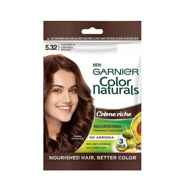 Garnier Color Naturals Permanent Hair Color 5.32 Dark Caramel Brown Sachet