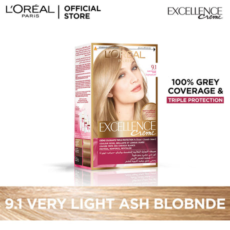 LOreal Paris Excellence Creme Hair Color - 9.1 Very Light Ash Blonde Loreal  