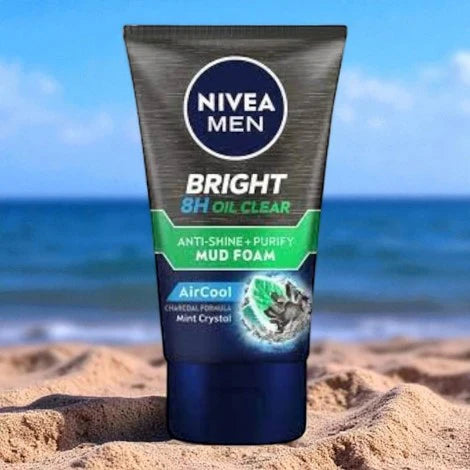 Nivea Men Bright 8H Oil Clear Anti Shine + Purify Mud Foam 100ml