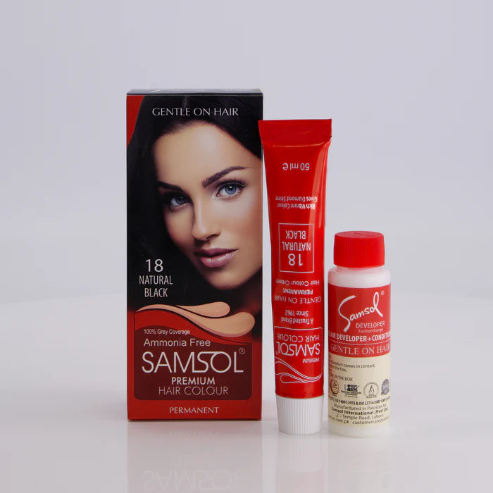 Samsol Hair Colour - 18 Natural Black - Non Metallic Dye